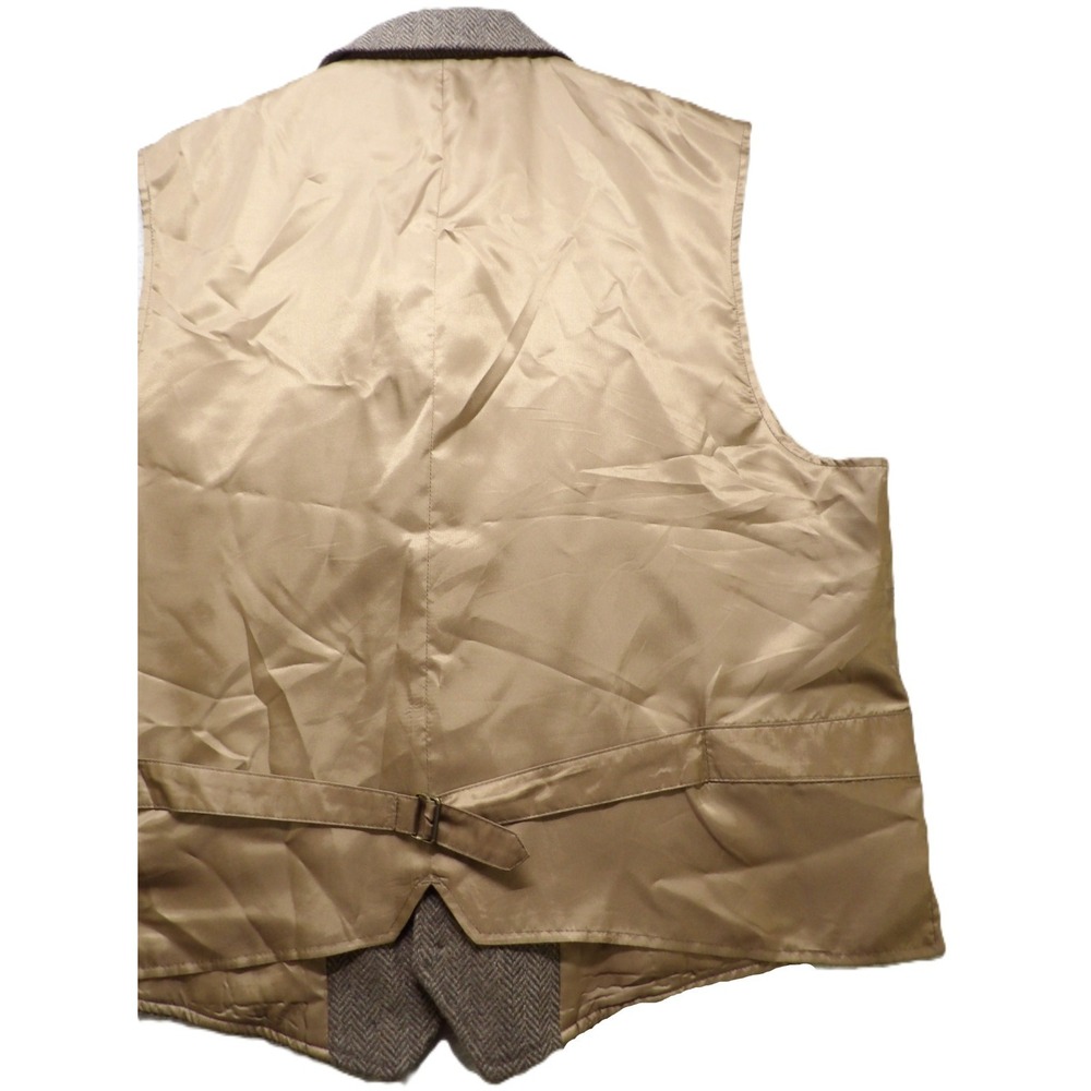 Trevero Wool Blend Herringbone Tweed Vest Men XL Brown Button Sport Coat Formal - Picture 13 of 16